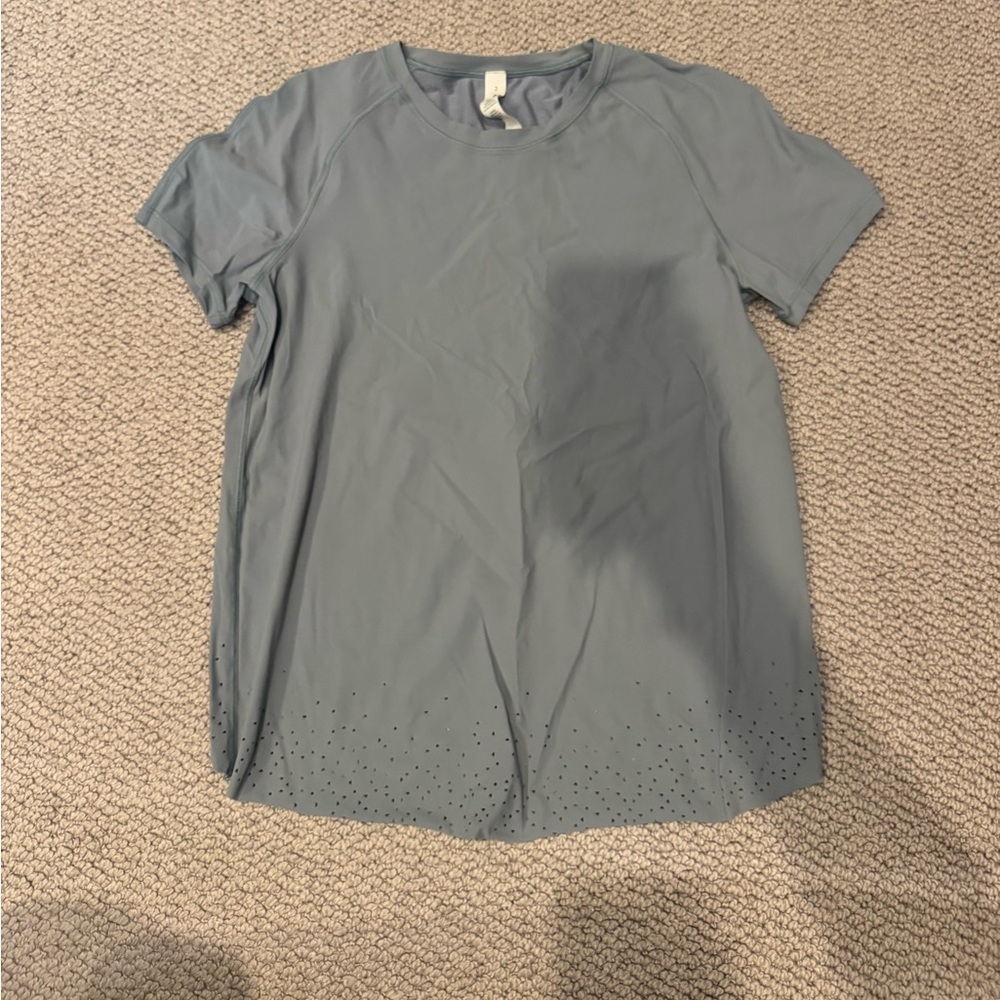 Blue Lululemon Open Back Short Sleeve